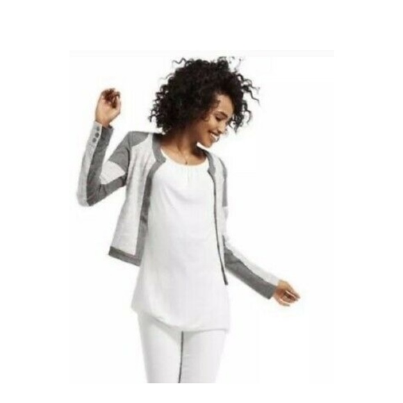 NWT Cabi Gray Color Block Cropped Motto Jacket - Picture 4 of 8